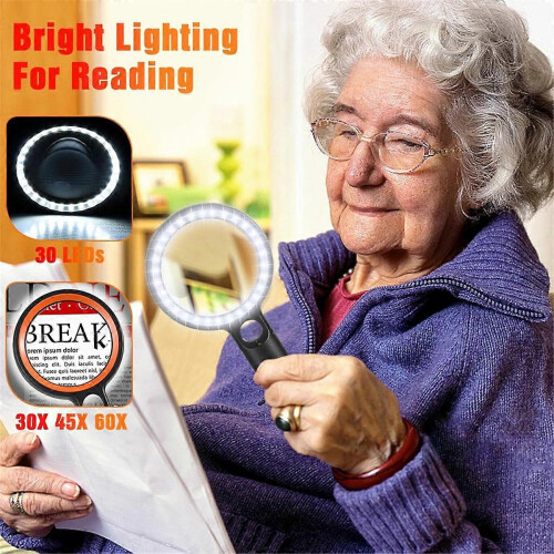 Handheld Magnifier with Reading Light, 30 LED 1 UV Light 2 Modes 1