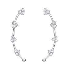 Jewelco London Ladies Rhodium Plated Sterling Silver CZ Love Heart Station Drop Earrings - EAG1165