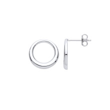 Jewelco London Ladies Rhodium Plated Sterling Silver Graduated Circle of Life Drop Earrings - EAG1052