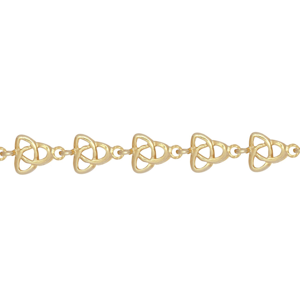 Jewelco London Ladies Solid 9Ct Yellow Gold Trilogy Celtic Knot 10Mm Chain Link Bracelet, 7.5 Inch 19Cm - Jbb395-7.5 Gold,Yellow