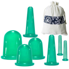 (Green) 7-piece Set Of Silicone Vacuum Cupping Jars For Massage, Anti-cellulite Suction Cups For Face And Body Pain Relief