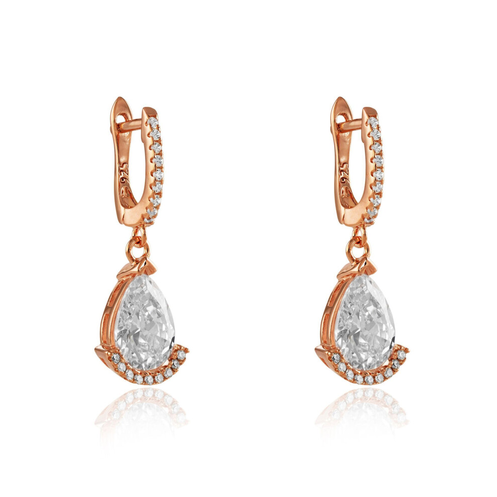Jewelco London Rose Sterling Pear Cubic Zirconia Tears Of Joy Drop Earrings 28Mm - Jacobje018 Silver