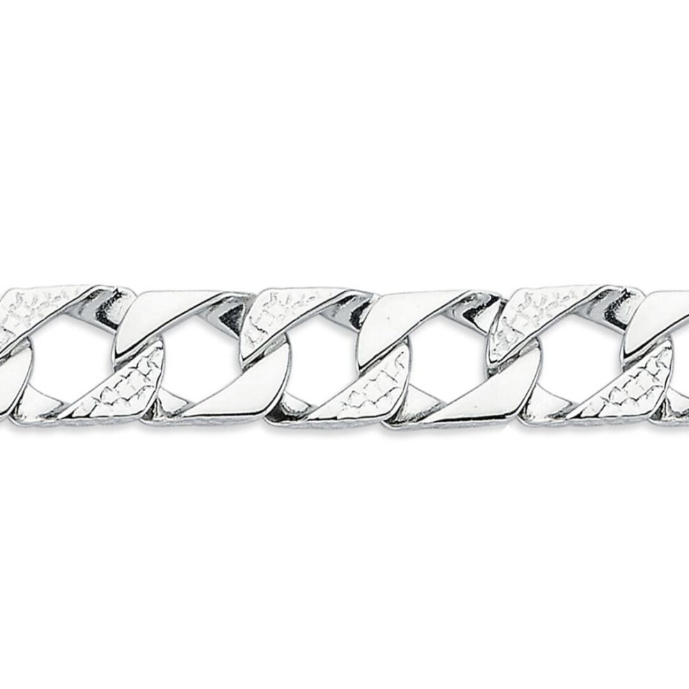 Jewelco London Mens Rhodium Plated Sterling Lizard Scale Curb Bracelet 10Mm 8.5 Inch - Abb166a-8.5 Silver