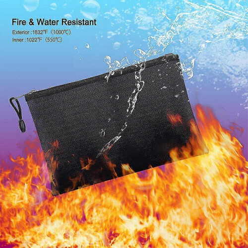 (2pcs) Fireproof Document Bags,13.4x 9.4waterproof And Fireproof Money Bag 1