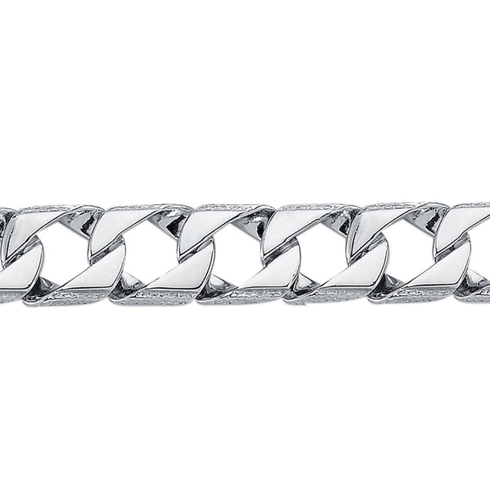 Jewelco London Mens Rhodium Plated Sterling Lizard Edge Curb Bracelet 12Mm 8.5 Inch - Abb167b-8.5 Silver