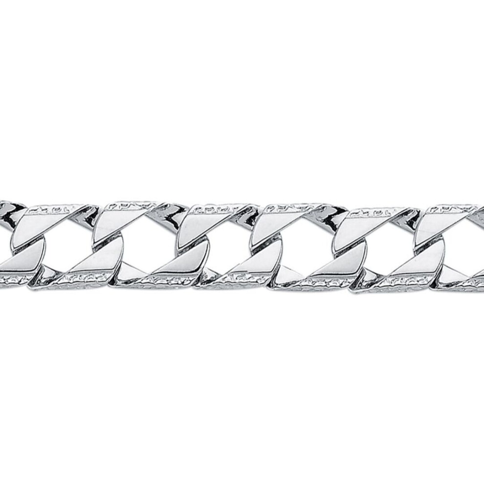 Jewelco London Mens Rhodium Plated Sterling Lizard Edge Curb Bracelet 10Mm 8.5 Inch - Abb167a-8.5 Silver