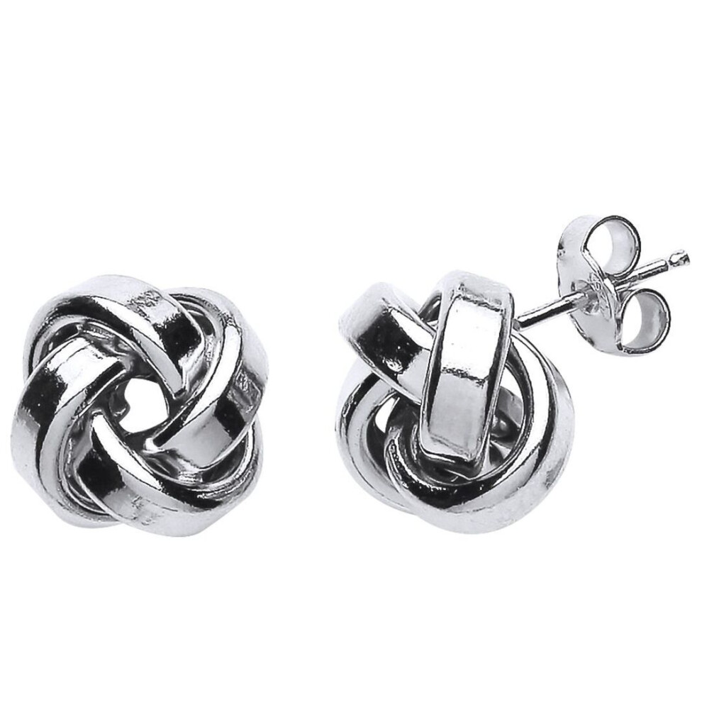 Jewelco London Ladies Sterling Love Me Knot Stud Earrings - Gve514 Silver