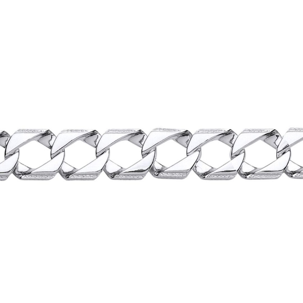 Jewelco London Mens Sterling Lizard Skin Curb Cast Bracelet 16Mm 8 Inch - Gvb402 Silver