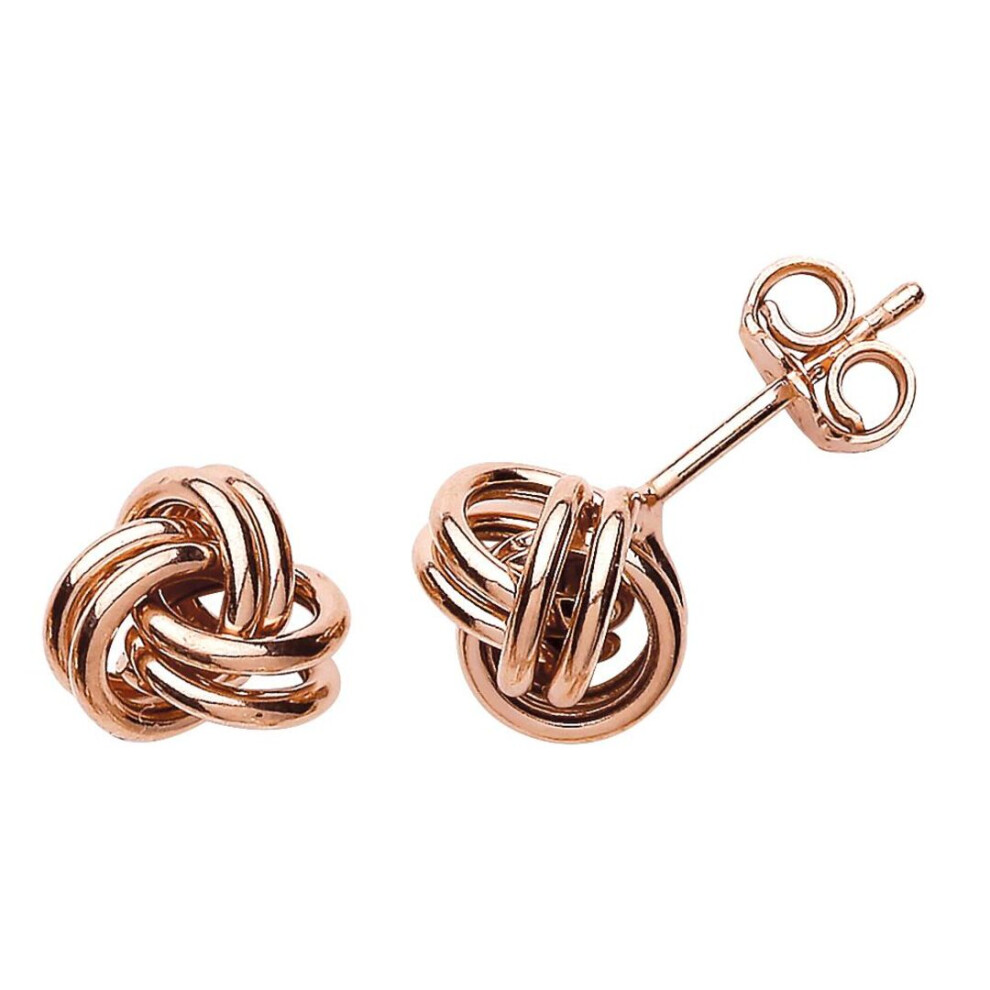 Jewelco London Ladies Rose Gold-Plated Sterling Love Me Knot Stud Earrings - Gve513 Silver
