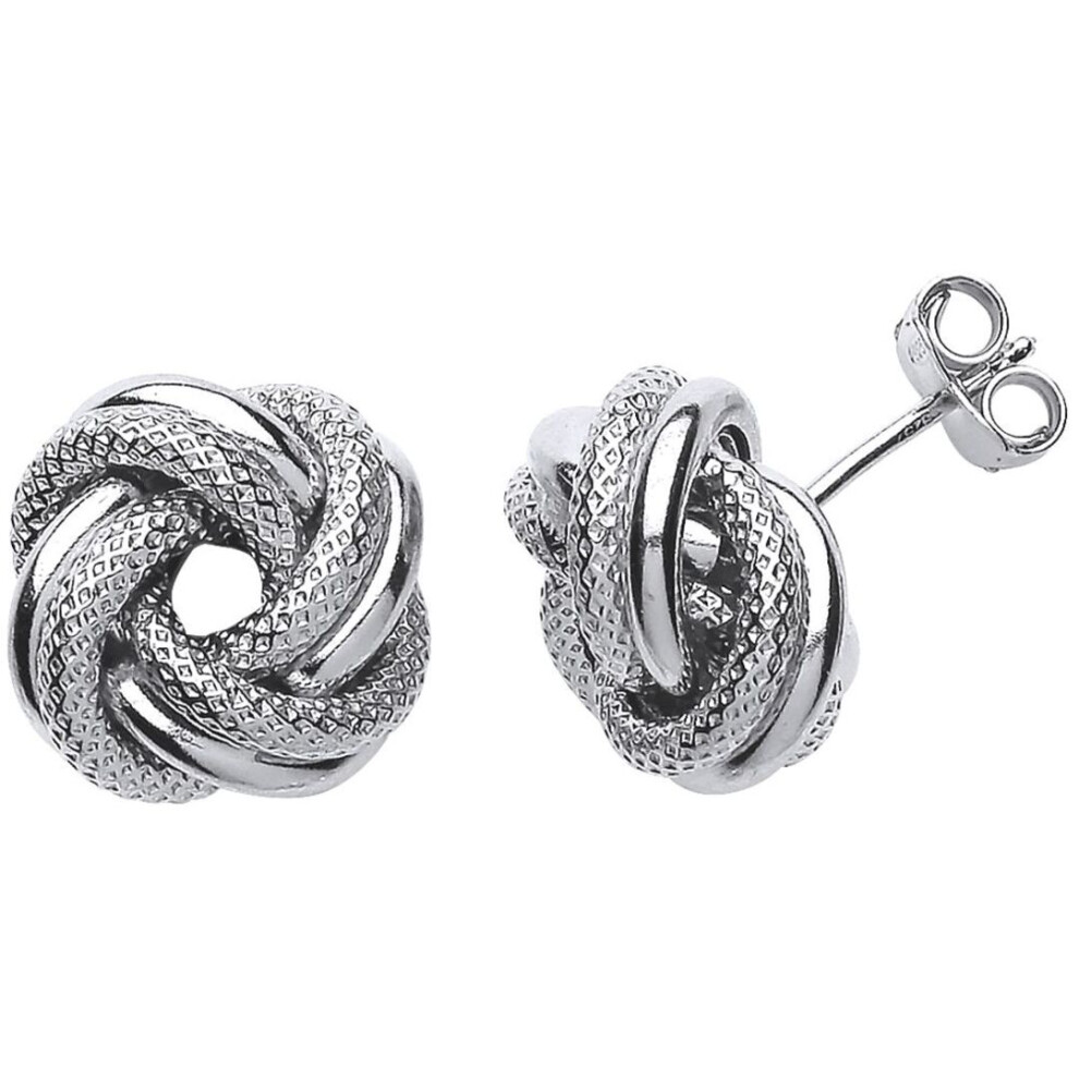 Jewelco London Ladies Sterling Love Me Knot Stud Earrings - Gve516 Silver