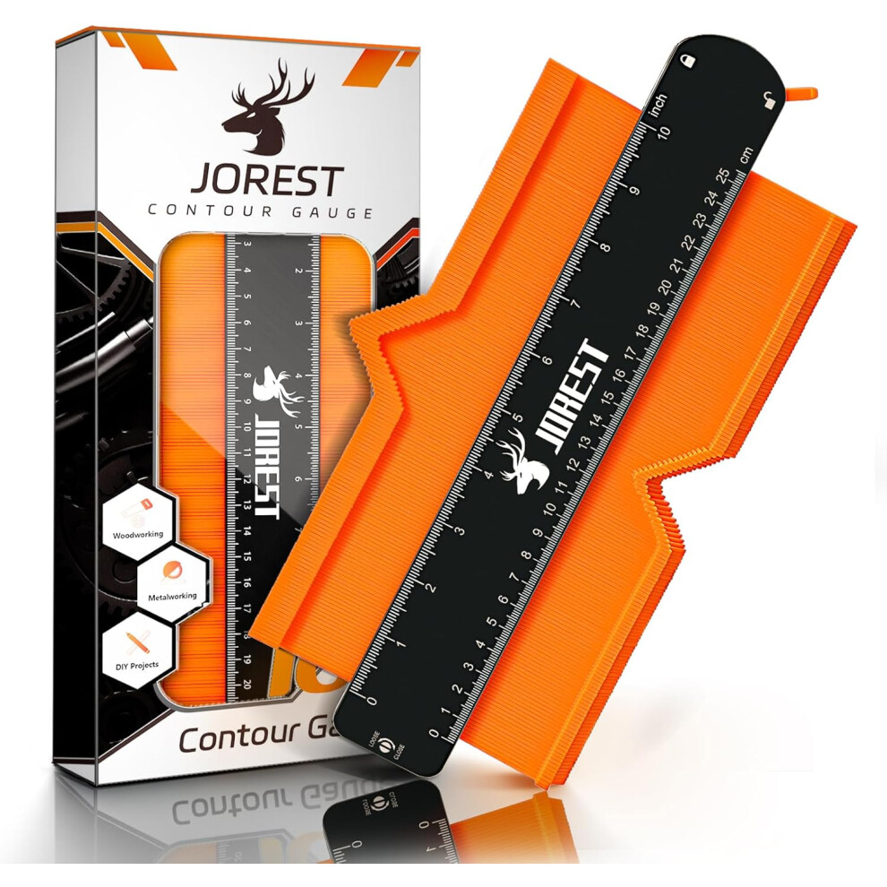 Jorest Contour Gauge 10 Inch With Lock, Measuring Shape Outline Angle, Scribe/Template/Profile Tool 880601286146