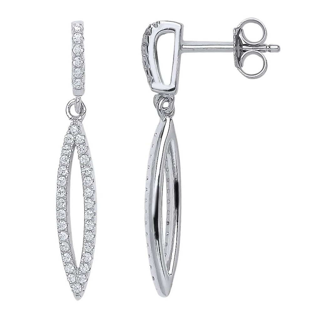 Jewelco London Ladies Sterling Cubic Zirconia Tears Of Joy Stud Earrings - Gve520 Silver