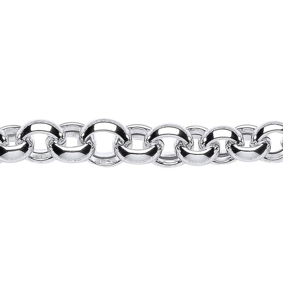 Jewelco London Ladies Sterling Graduated Hollow Belcher Chain Bracelet 10Mm 8.25 Inch - Gvb280 Silver