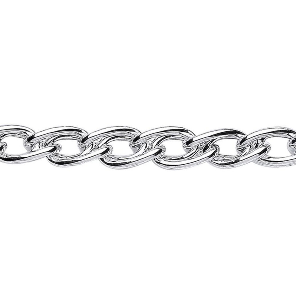 Jewelco London Ladies Sterling Twisted Double Curb Link Chain Bracelet 9Mm 8.25 Inch - Gvb281 Silver