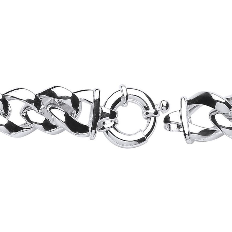 Jewelco London Ladies Sterling Curb Link Chain Bracelet 13Mm 8 Inch - Gvb285 Silver