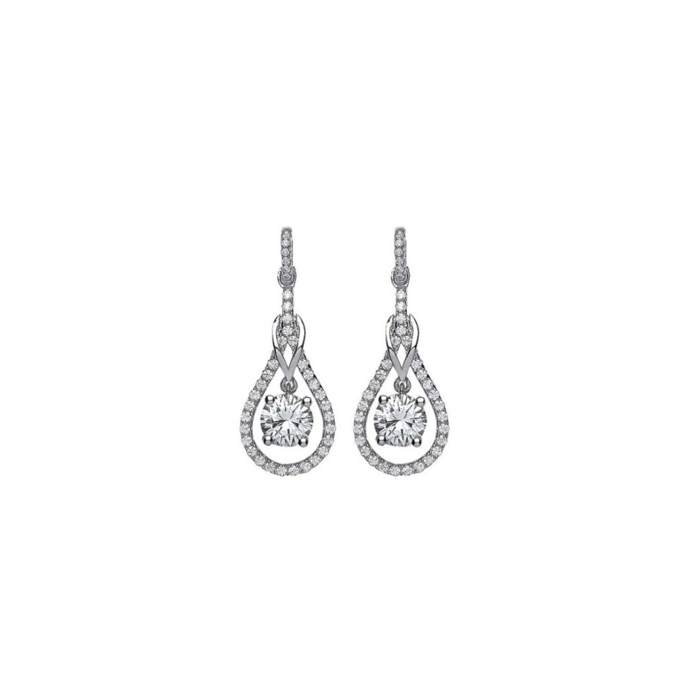 Jewelco London Ladies Sterling Cubic Zirconia Tears Of Joy Drop Earrings - Gve437 Silver