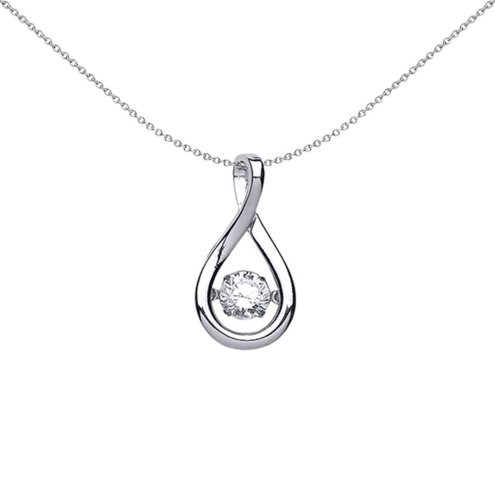 Jewelco London Ladies Sterling Silver Cubic Zirconia Solitaire Pendant Necklace - Gvp372