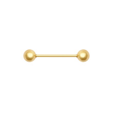 Jewelco London Unisex Solid 18ct Yellow Gold 1.1mm Gauge Barbell Body Bar Tongue Piercing, 22mm (12mm Bar) - JBJ129
