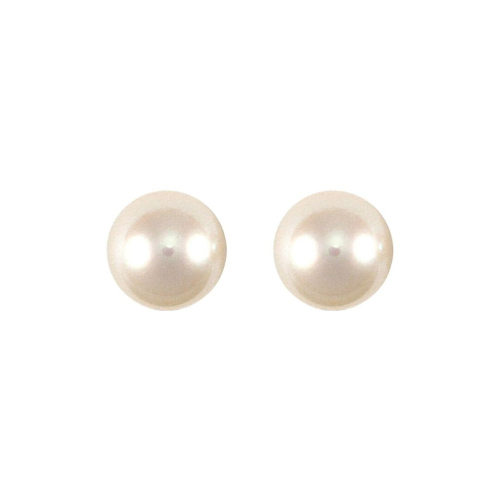Jewelco London Ladies 9Ct Yellow Gold Seawater Cultured Akoya Pearl Full Moon Stud Earrings 5.5-6Mm - Jes152 White,Gold,Yellow