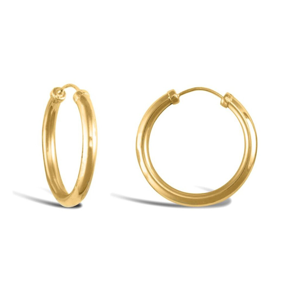 Jewelco London Ladies 9Ct Yellow Gold Capped Sleeper 2.5Mm Hoop Earrings 20Mm - Jer742b Gold,Yellow