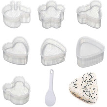 Sushi Making Kits,8 Pcs Acsergery Gift Onigiri Mould Sushi Mold Set, Onigiri Set