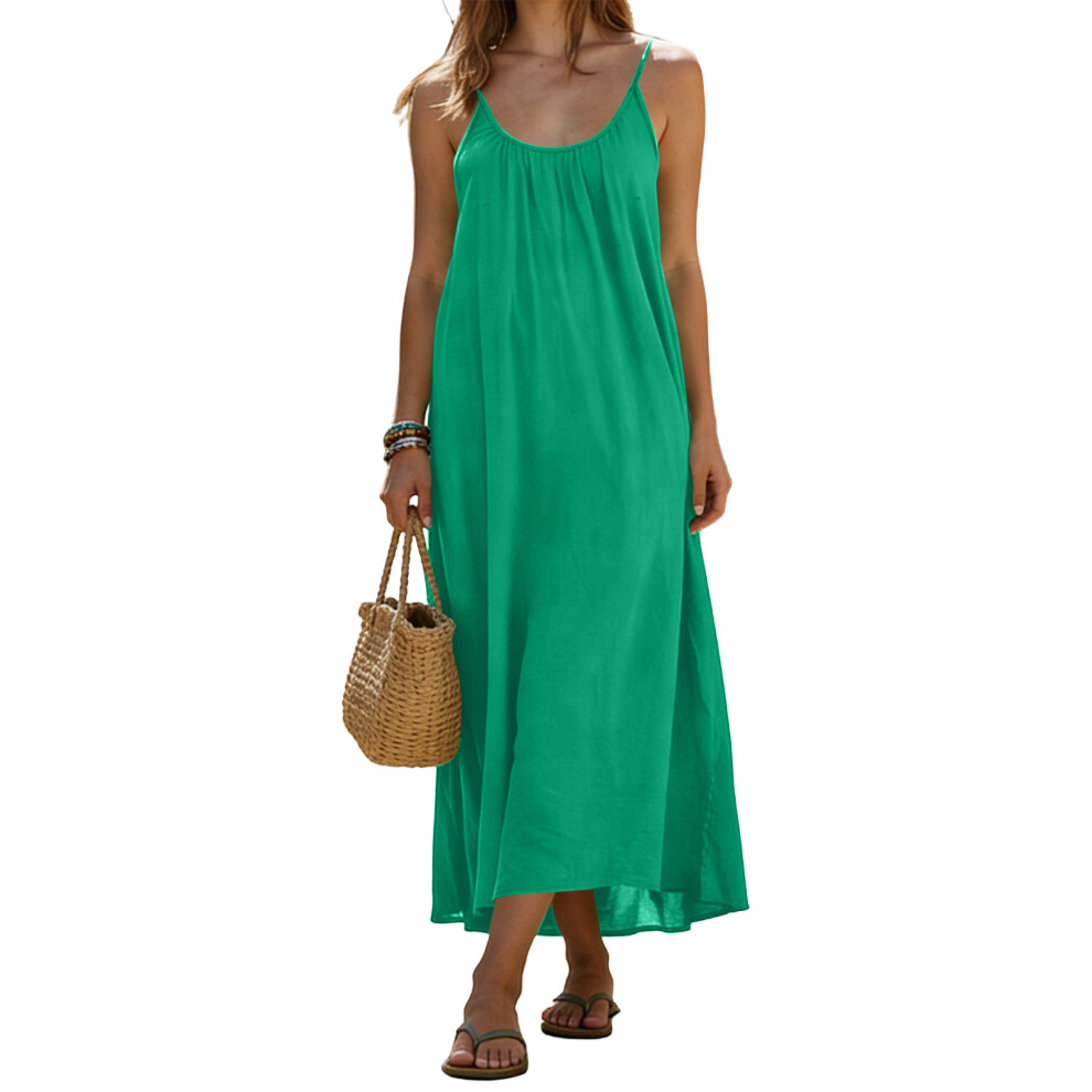 Backless Cami Dresses for Women,Sleeveless  Color Dress-Green S