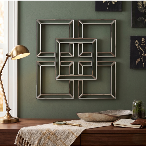 2x Geo Wall Mirror 5 Square Style Art Decor 40cm