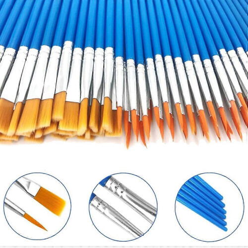Conjunto de 120 pincéis planos e redondos, com pontas de nylon, compatíveis com acrílico, óleo e aquarela. 1