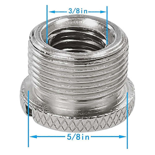 Conjunto de 6 adaptadores de microfone de 5/8" macho para 3/8" fêmea, com rosca e ranhuras, compatíveis com diversos microfones. 1