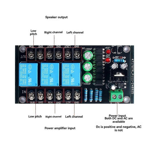 300W Digital Amplifier Speaker Relay Protection Board 2.1 Three-Channel Module 2