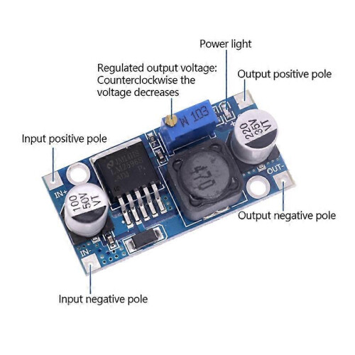 2 pcs LM2596S-ADJ 3-40V DC-DC Adjustable Step-Down Voltage Regulator Module 3A Buck Connector 1