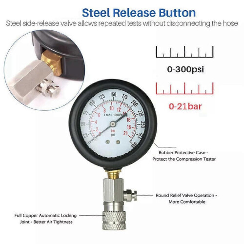 8-piece cylinder compression tester set compatible with automobile gasoline engines 1
