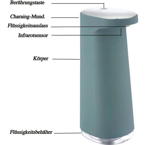 Automatische zeepdispenser, afwasmiddeldispenser, 450 ml, USB oplaadbaar, IPX4, wit 1