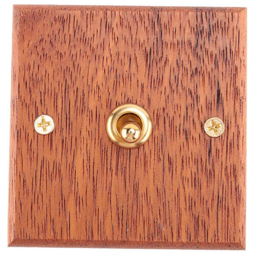 86 Type Solid Wood Panel Wall Light Retro Brass Toggle Switch Wood Grain Electrical Switch 2