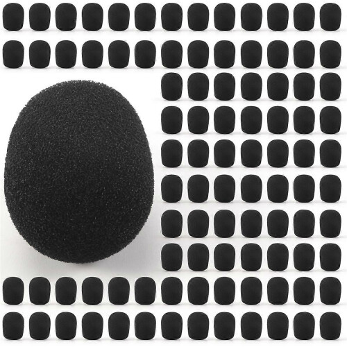 100 pezzi Griglia antivento in spugna per microfono, copri microfono nero 30mmx8mm 1