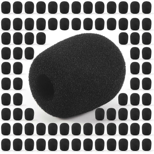 100 pezzi Griglia antivento in spugna per microfono, copri microfono nero 30mmx8mm 2