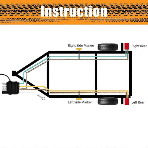22FT 4-Pin 5-Wire Trailer Wiring Harness Trailer Light Plug 2