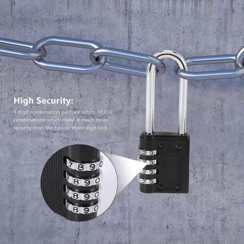 2-pack Waterproof 4-digit Resettable Outdoor Combination Lock, 6.5cm Long Hook 2