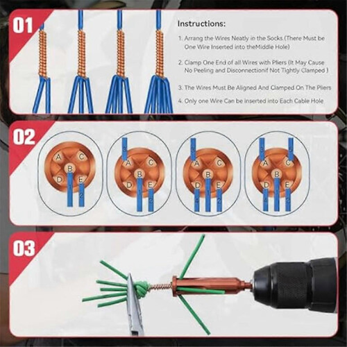 4-piece Wire Twisting Tool, 3/5-way Wire Stripper and Wire Cap Twister 2