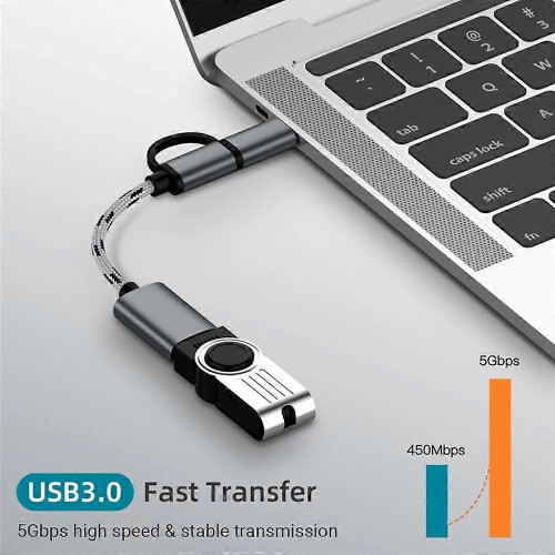 2-in-1 USB OTG Cable Type-C/Micro-USB to USB 3.0 Adapter Braided Data Cable 1