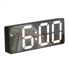 Ceas deșteptător digital LED cu design oglindă, cu funcție de diminuare a alarmei, dată, zi din săptămână, afișare temperatură pentr