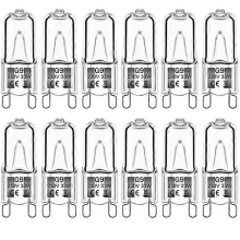 Becuri halogen G9, pachet de 12, 33W, 230V, 2800K, alb cald, 380lm, transparente, cu capsulă, reglabile, fără bliț, fără pâlpâire -