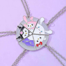 5 buc/set desene animate animale cele mai bune prietenii colier iepure pisică pizza puzzle rotund BFF Choker pentru copii fete prietenie m