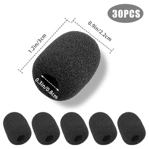 30-piece foam microphone windscreen set compatible with lavalier and headset microphones 2