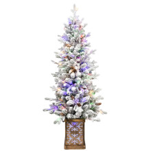 Flocked Flash Basin Tree 4FT 100 LEDs 396 Tips Plastic Base
