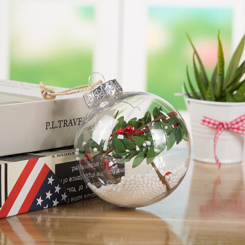 3.5" Clear Plastic Christmas Ball Ornament