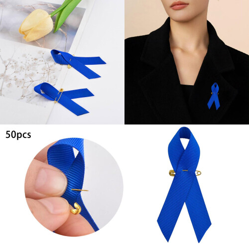 Épinglettes ruban bleu de sensibilisation (lot de 50)