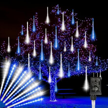 Guirlande lumineuse LED effet météore pour extérieur, 12 pouces, 10 tubes, 240 LED