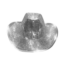 Kapelusz kowbojski Disco Ball dla dorosłych, lustrzane wykończenie, 1 szt.