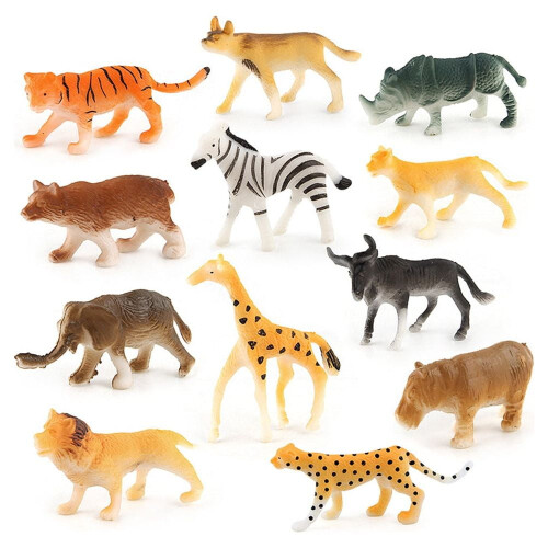 12 stk. realistiske jungeldyrfigurer